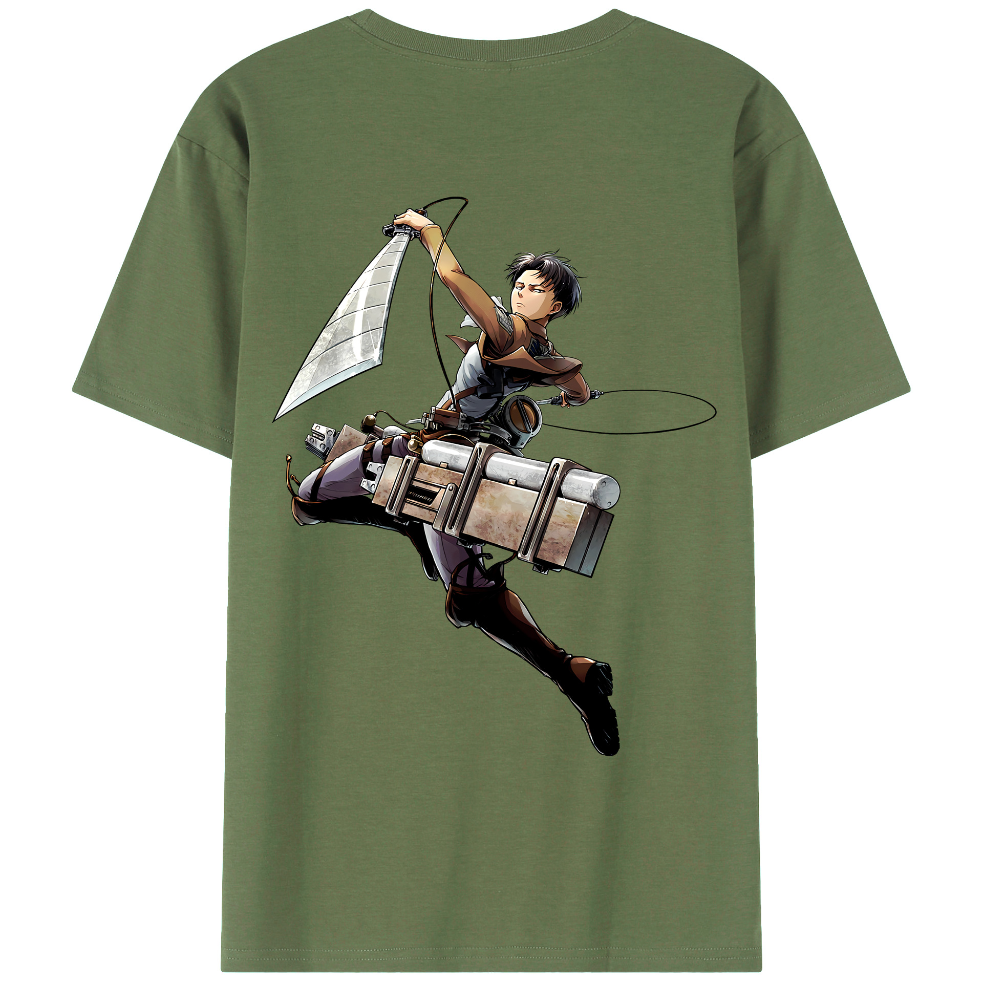 （画像用） 進撃の巨人 リヴァイ·アッカーマン Attack on Titan Levi Ackerman 綿100％ メンズ半袖Tシャツ（バックプリント） 通気性